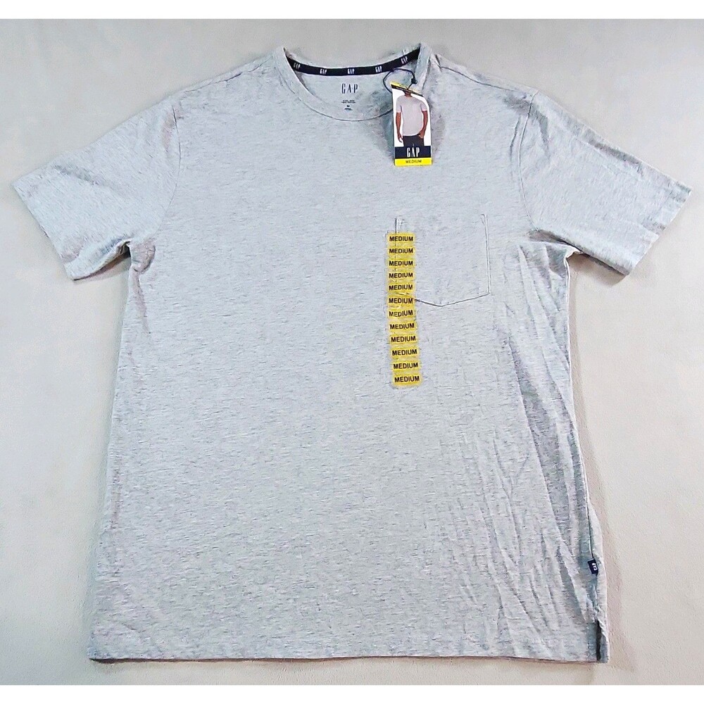 Gap Men's Gray Pocket Logo Crew Neck Short Sleeve Cotton Jersey T-Shirt M